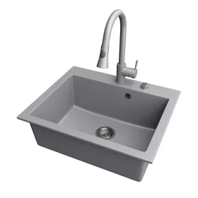 Gránit mosogató NERO Piazza-60 + magasított csaptelep + adagoló