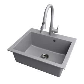 Gránit mosogató NERO Piazza-60 + magasított csaptelep + adagoló