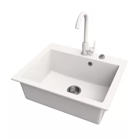 Gránit mosogató NERO Piazza-60 + magasított csaptelep + adagoló