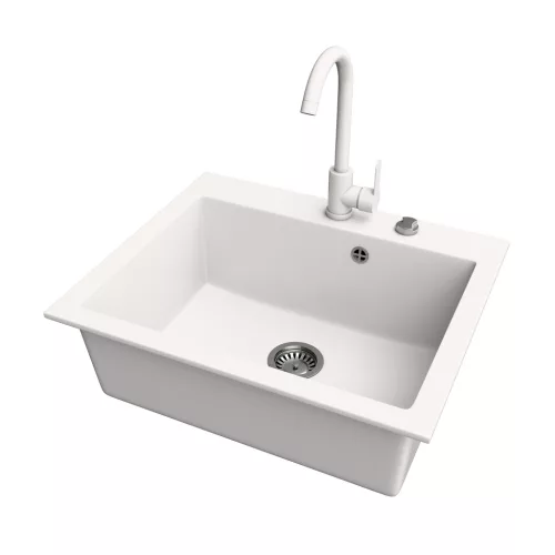 Gránit mosogató NERO Piazza-60 + magasított csaptelep + adagoló