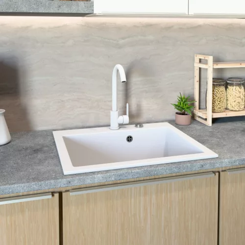 Gránit mosogató NERO Piazza-60 + magasított csaptelep + adagoló