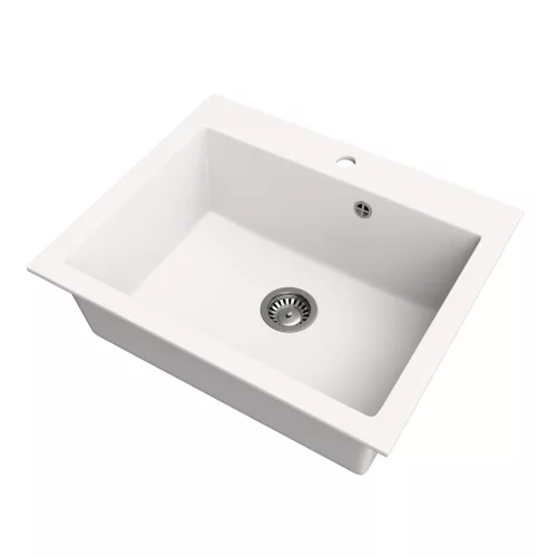 Gránit mosogató NERO Piazza-60 + magasított csaptelep + adagoló (fekete)