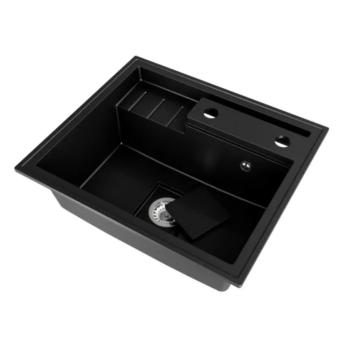 Gránit mosogató NERO Piazza-Evo + szifon (fekete)