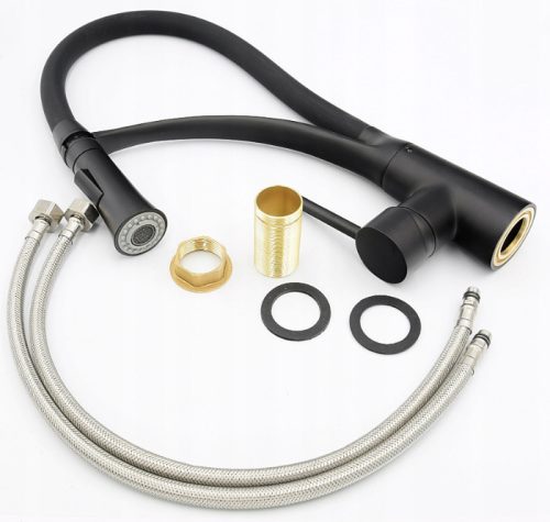 Gránit mosogató NERO Piazza-Evo + Duo-Flex csaptelep + adagoló (fekete)