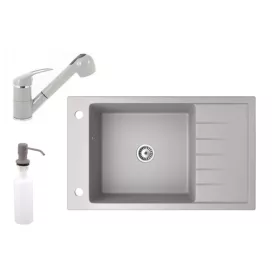 Gránit mosogató Grande  Shower csaptelep adagoló (szürke)