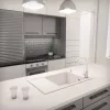 Gránit mosogató NERO Grande + flexibilis csaptelep + adagoló (fehér)