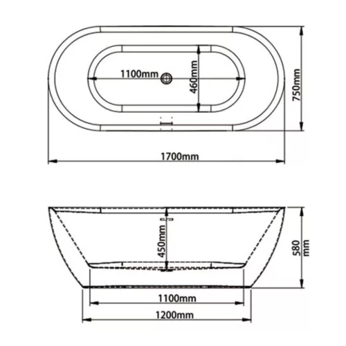 Welland Luxury-Line M-211 szabadonálló kád - 170 x 75 cm