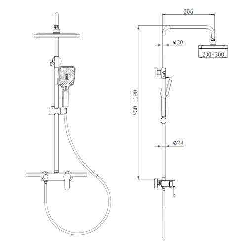 Welland C66 zuhanyrendszer csapteleppel - fekete