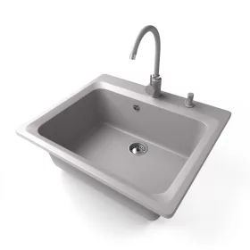   Gránit mosogató NERO Italia + magasított csaptelep + adagoló (szürke)