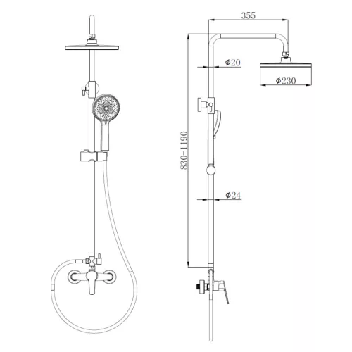 Welland C66 zuhanyrendszer csapteleppel - fekete