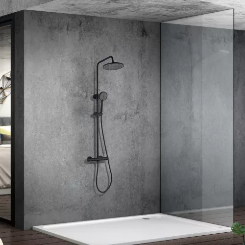 Welland C6613 zuhanyrendszer termosztátos csapteleppel - fekete