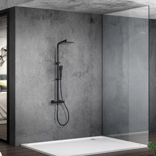 Welland Montana zuhanyrendszer termosztátos csapteleppel - fekete