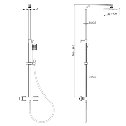 Welland Montana zuhanyrendszer termosztátos csapteleppel