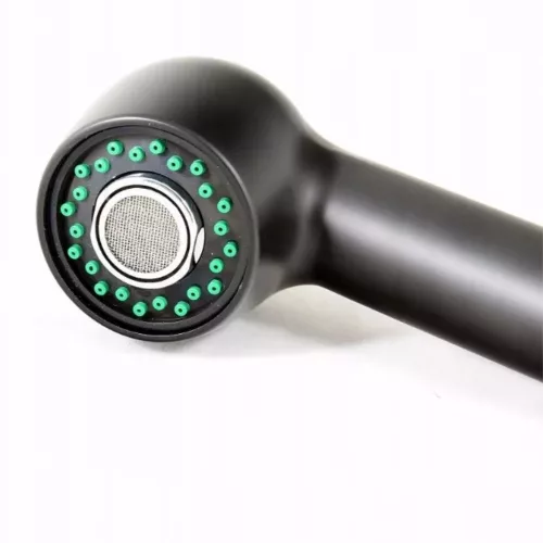 NERO Cortina Gránit mosogató + Shower csaptelep + Adagoló (fekete matt)