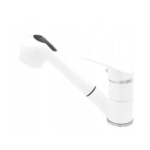 Gránit mosogató NERO Cortina + kihúzható zuhanyfejes Shower csaptelep + adagoló (fehér)