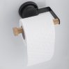 Tapadókorongos WC papír tartó - fekete/bambusz