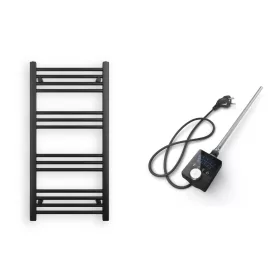 Törölközőszárító radiátor elektromos fútőpatronnal 50 x 100 cm - Nero Italia 400W (fekete)