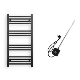 Törölközőszárító radiátor elektromos fútőpatronnal 50 x 100 cm - Nero Italia 400W (fekete)