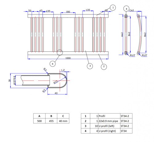 Törölközőszárító radiátor 50 x 100 cm - fekete