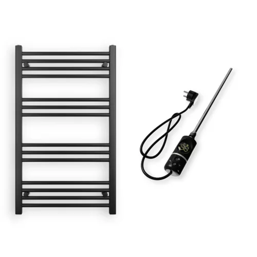 Törölközőszárító radiátor elektromos fűtőpatronnal 60 x 100 cm - Nero Italia C-400W (fekete)