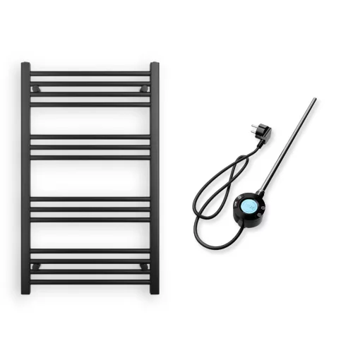 Törölközőszárító radiátor elektromos fűtőpatronnal 60 x 100 cm - Nero Italia S-400W (fekete)