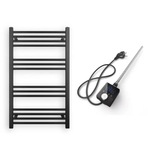 Törölközőszárító radiátor elektromos fűtőpatronnal 60 x 100 cm - Nero Italia AF13-400W (fekete)