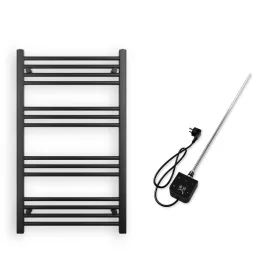Törölközőszárító radiátor elektromos fűtőpatronnal 60 x 100 cm - Nero Italia AF05-400W (fekete)