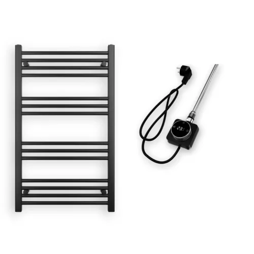 Törölközőszárító radiátor elektromos fűtőpatronnal 60 x 100 cm - Nero Italia AF14-400W (fekete)