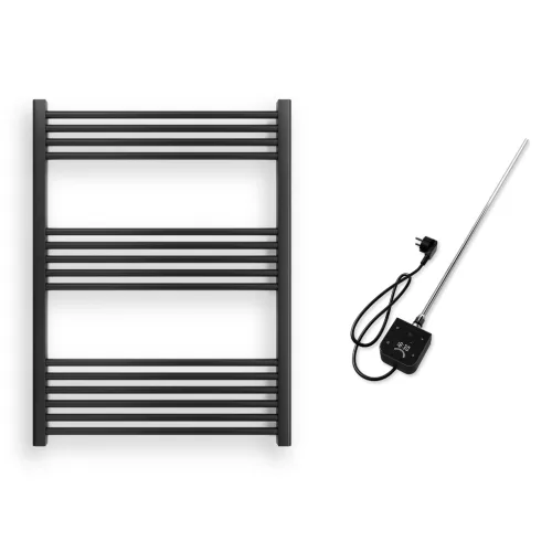 Törölközőszárító radiátor elektromos fútőpatronnal 75 x 100 cm - Nero Italia 400W (fekete)