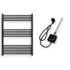 Törölközőszárító radiátor elektromos fútőpatronnal 75 x 100 cm - Nero Italia 400W (fekete)