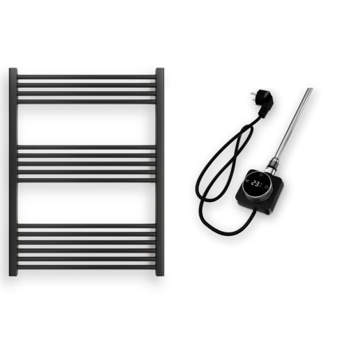 Törölközőszárító radiátor elektromos fútőpatronnal 75 x 100 cm - Nero Italia 400W (fekete)