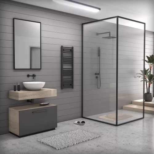 törölközőszárító radiátor 40 x 110 cm (Fekete)