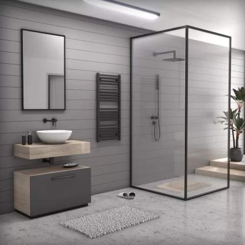 Törölközőszárító radiátor elektromos fűtőpatronnal 50 x 110 cm - Nero Italia C-400W (fekete)