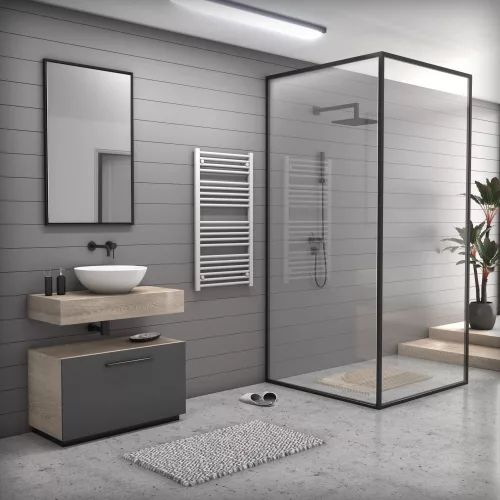 Törölközőszárító radiátor elektromos fűtőpatronnal 60 x 110 cm - Nero Italia -C-400W (fehér)