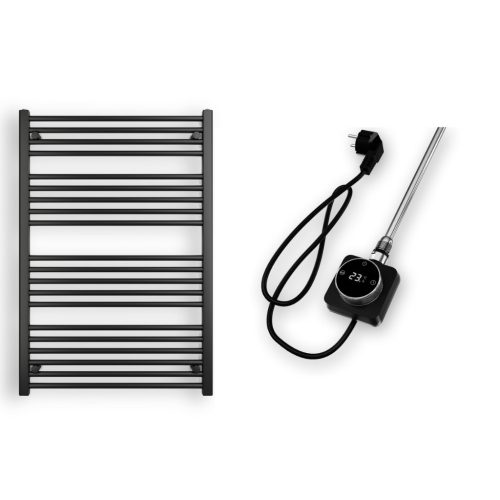 Törölközőszárító radiátor elektromos fűtőpatronnal 75 x 110 cm - Nero Italia AF14-600W (fekete)