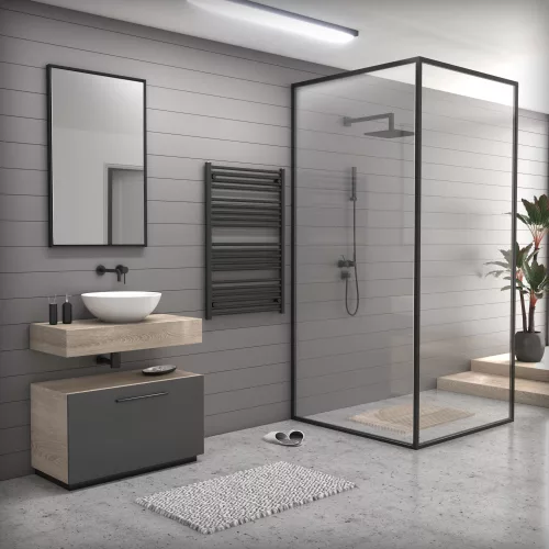 Törölközőszárító radiátor - fekete - 75x110cm