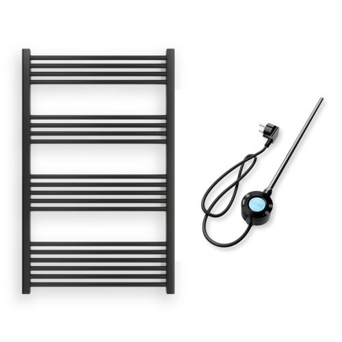 Törölközőszárító radiátor elektromos fűtőpatronnal 75 x 120 cm - Nero Italia S-400W (fekete)