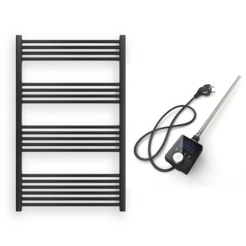 Törölközőszárító radiátor elektromos fútőpatronnal 75 x 120 cm - Nero Italia 400W (fekete)
