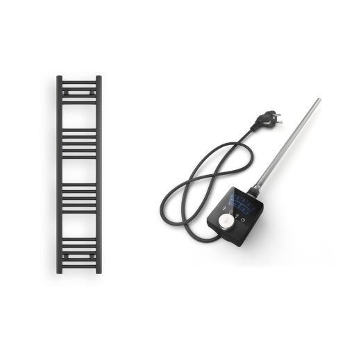 Törölközőszárító radiátor elektromos fútőpatronnal 30 x 130 cm - Nero Italia AF-13-400W (fekete)