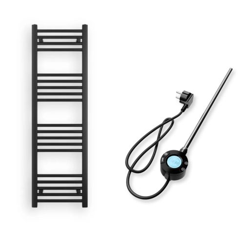 Törölközőszárító radiátor elektromos fűtőpatronnal 40 x 130 cm - Nero Italia S-400W (fekete)