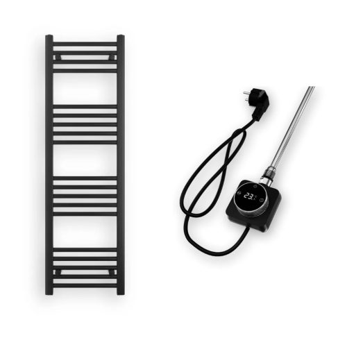 Törölközőszárító radiátor elektromos fűtőpatronnal 40 x 130 cm - Nero Italia AF-14-400W (fekete)