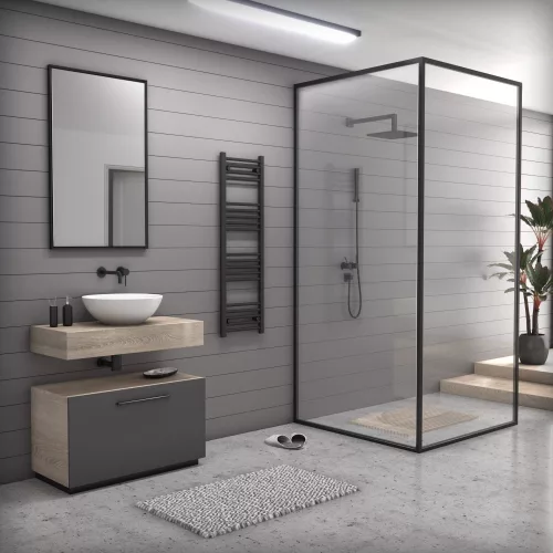 törölközőszárító radiátor 40 x 130 cm (Fekete)