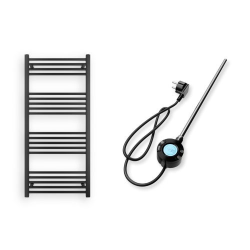 Törölközőszárító radiátor elektromos fűtőpatronnal 60 x 130 cm - Nero Italia S-400W (fekete)