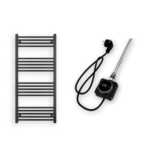 Törölközőszárító radiátor elektromos fűtőpatronnal 60 x 130 cm - Nero Italia AF-14-400W (fekete)