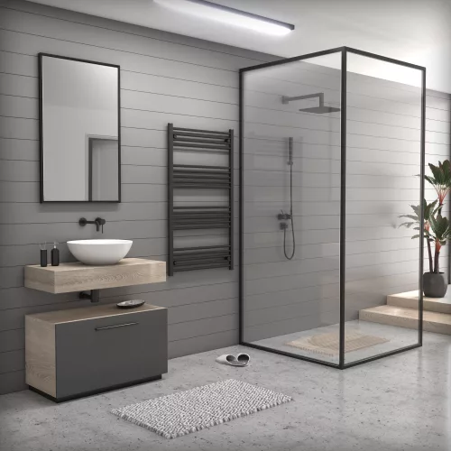 törölközőszárító radiátor Nero Italia 75 x 130 cm (fekete)