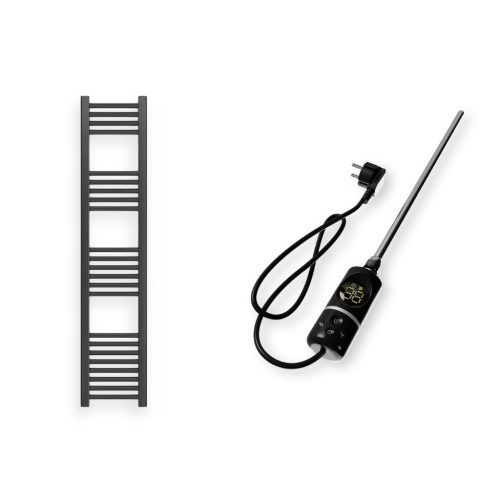 Törölközőszárító radiátor elektromos fűtőpatronnal 30 x 140 cm - Nero Italia C-400W (fekete)