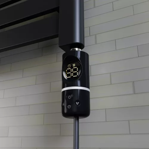 Törölközőszárító radiátor elektromos fűtőpatronnal 30 x 140 cm - Nero Italia C-400W (fekete)