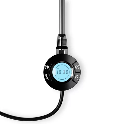 Törölközőszárító radiátor elektromos fűtőpatronnal 30 x 140 cm - Nero Italia S-400W (fekete)