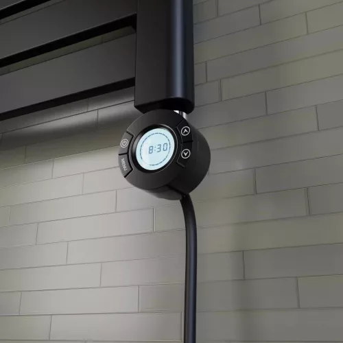 Törölközőszárító radiátor elektromos fűtőpatronnal 30 x 140 cm - Nero Italia S-400W (fekete)