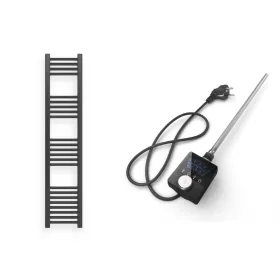Törölközőszárító radiátor elektromos fútőpatronnal 30 x 140 cm - Nero Italia AF-13-400W (fekete)